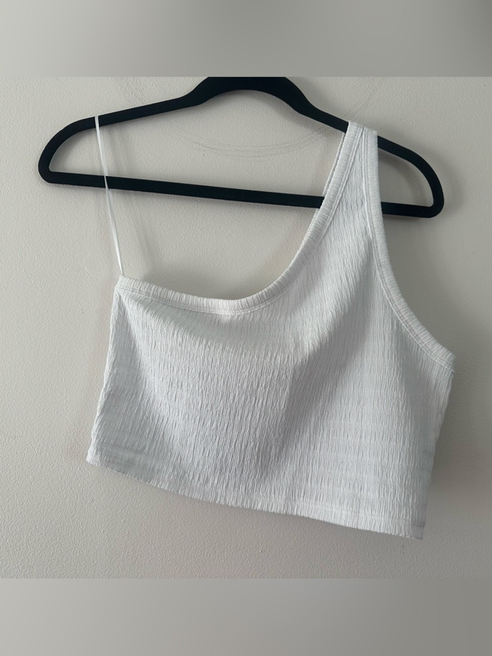 American Eagle Outfitters White One-Shoulder Ribbed Crop Top